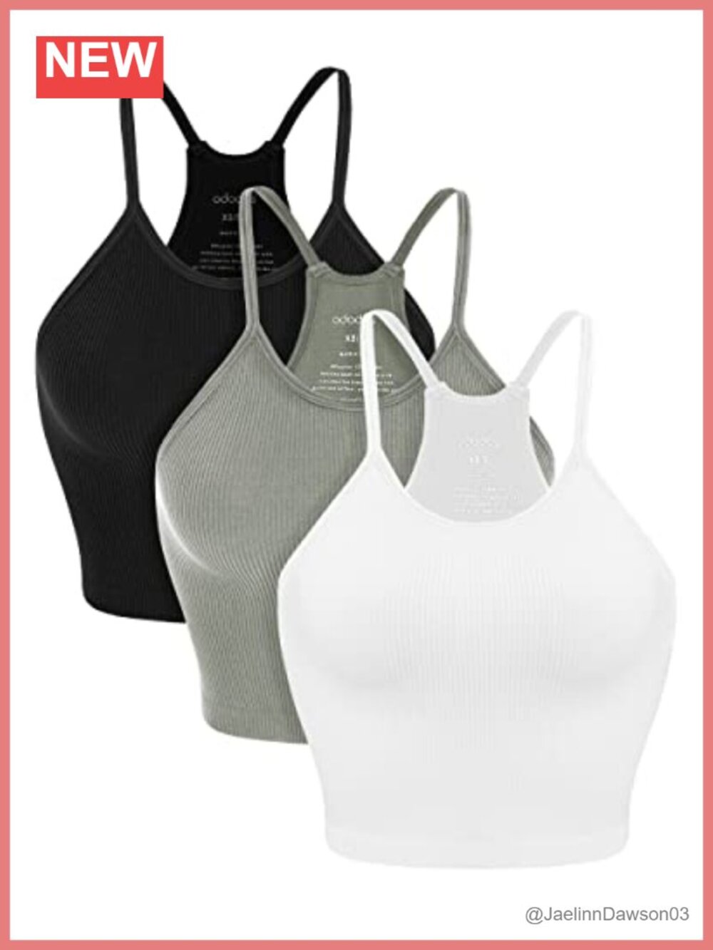 Seamless Rib-Knit Crop Tank Top 3 Pack Slim Fit Racerback Yoga